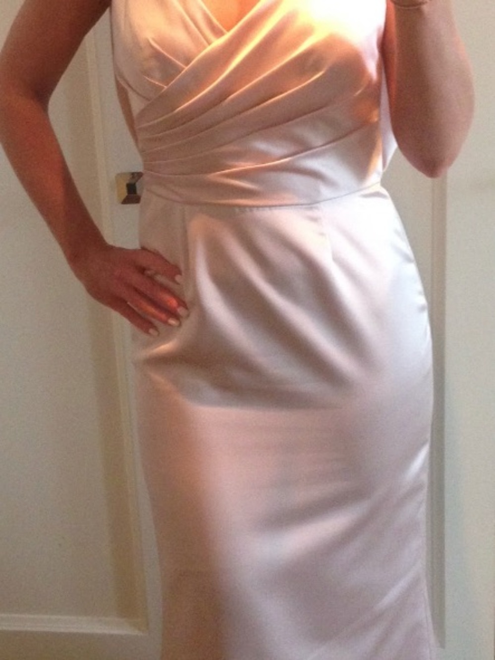 Vera Wang Satin Sheath Dress in Blush